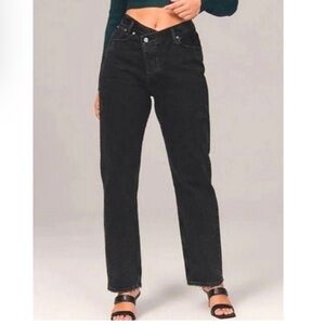 Abercrombie & Fitch The Dad High Rise Jeans Criss Cross Button Fly 90s Y2K Curvy